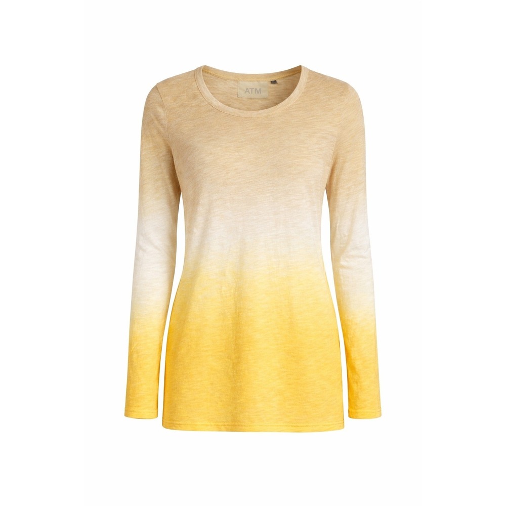 ATM Anthony Thomas Melillo Womens XS Yellow Ombre Slub Cotton Long Sleeve Tee